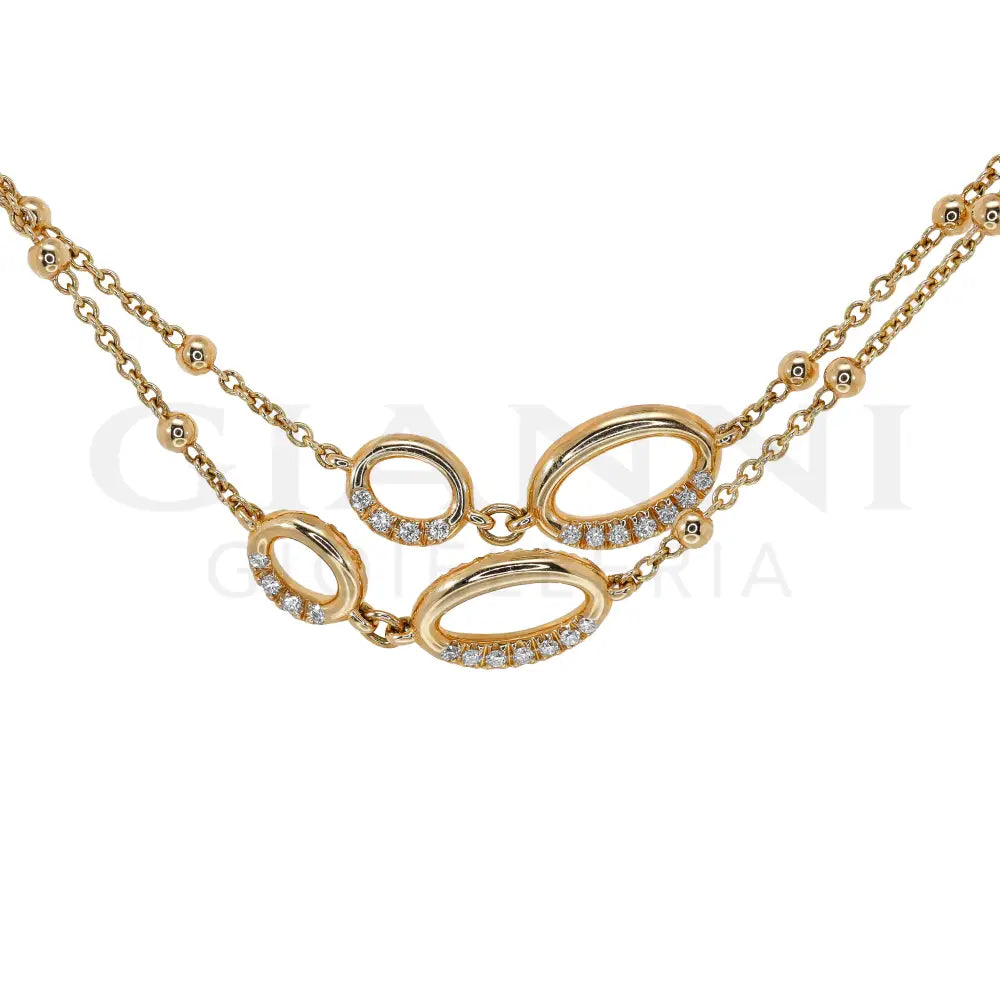 Girocollo Crivelli - Catenella Lunga in Oro Rosa con Diamanti - Collane