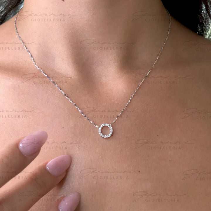 Girocollo Crivelli Cerchio in Oro Bianco con contorno di Diamanti Collane