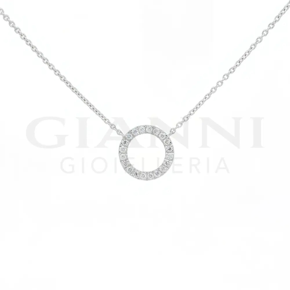 Girocollo Crivelli Cerchio in Oro Bianco con contorno di Diamanti Collane