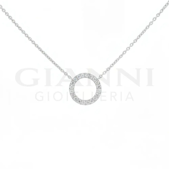 Girocollo Crivelli Cerchio in Oro Bianco con contorno di Diamanti Collane