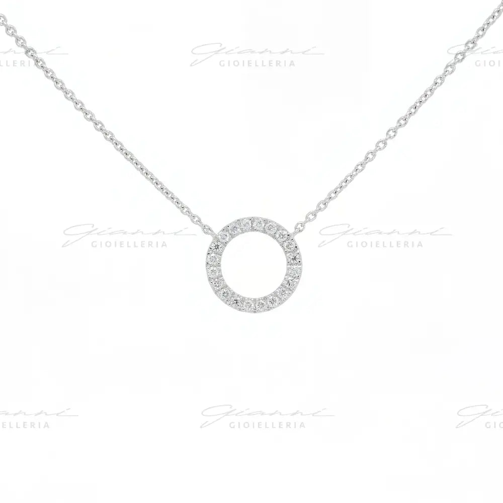Girocollo Crivelli Cerchio in Oro Bianco con contorno di Diamanti Collane