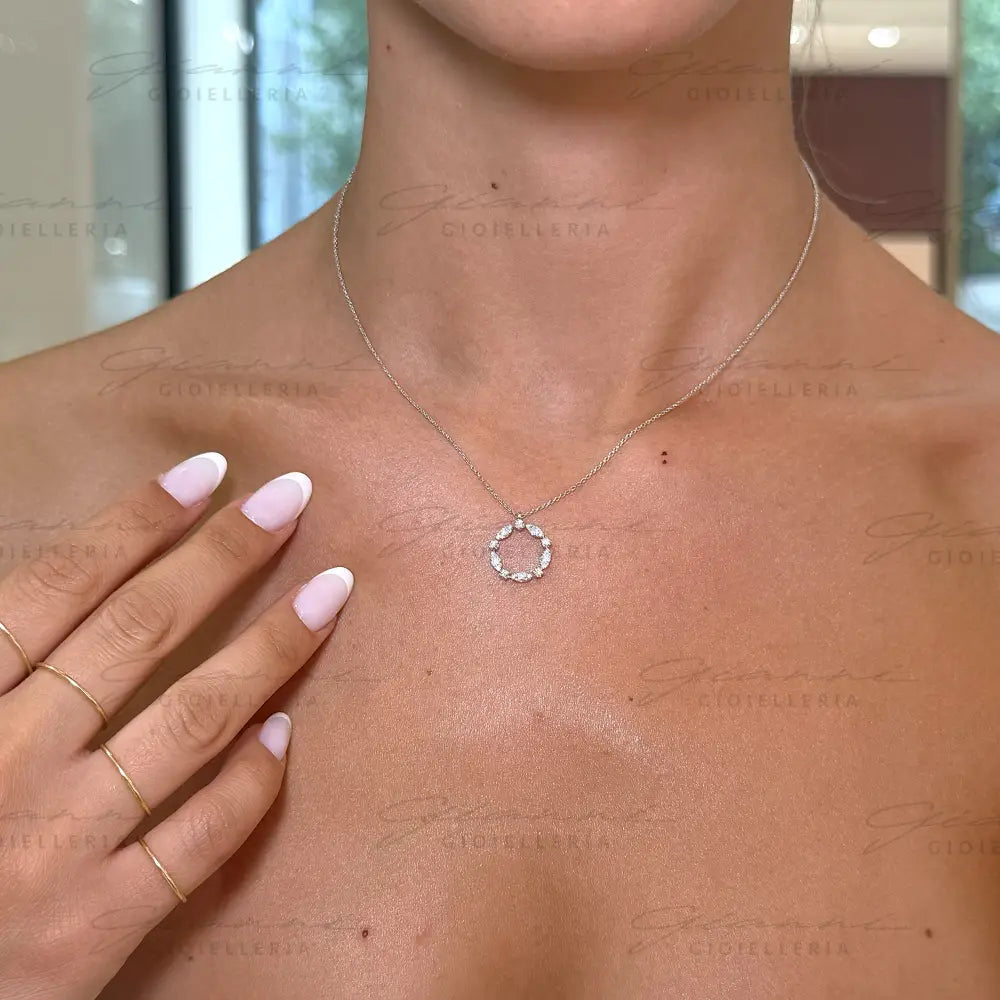 Girocollo Crivelli Cerchio in Oro Bianco con Diamanti incastonati Collane