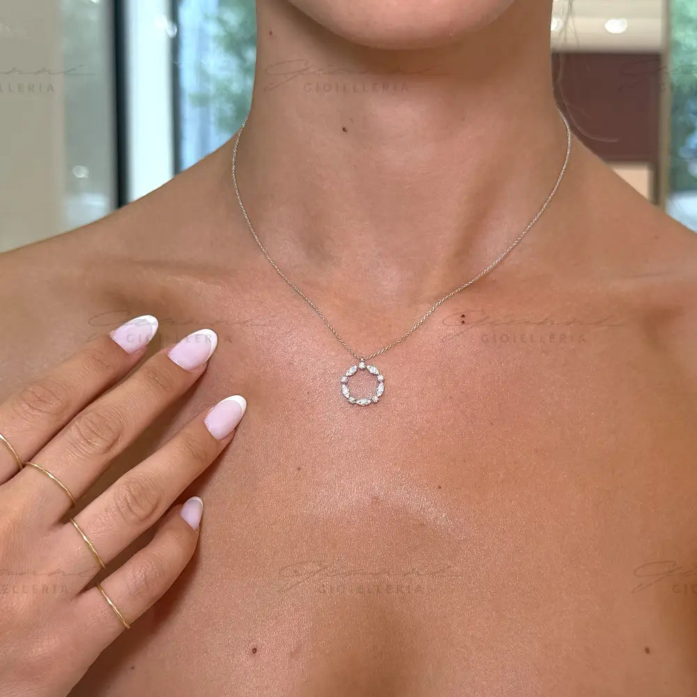 Girocollo Crivelli Cerchio in Oro Bianco con Diamanti incastonati Collane