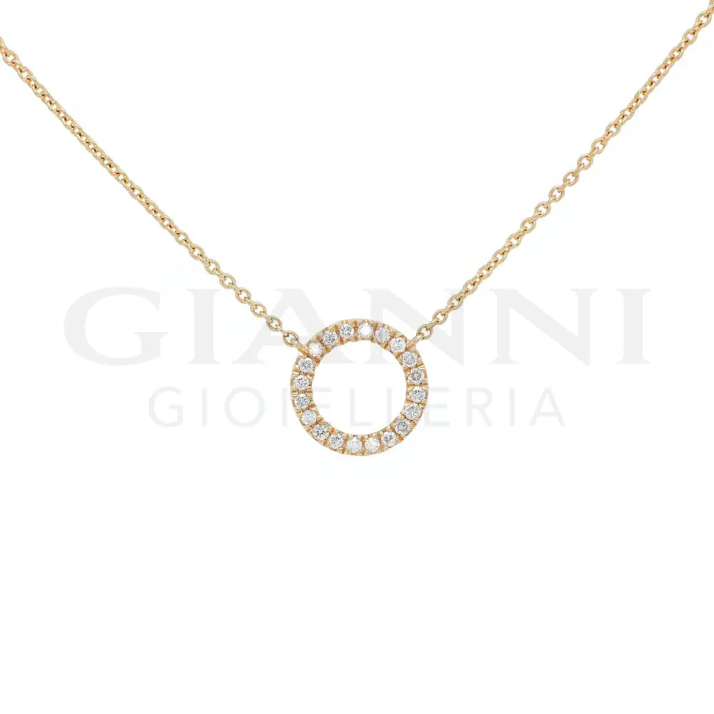 Girocollo Crivelli Cerchio in Oro Rosa con contorno di Diamanti Collane