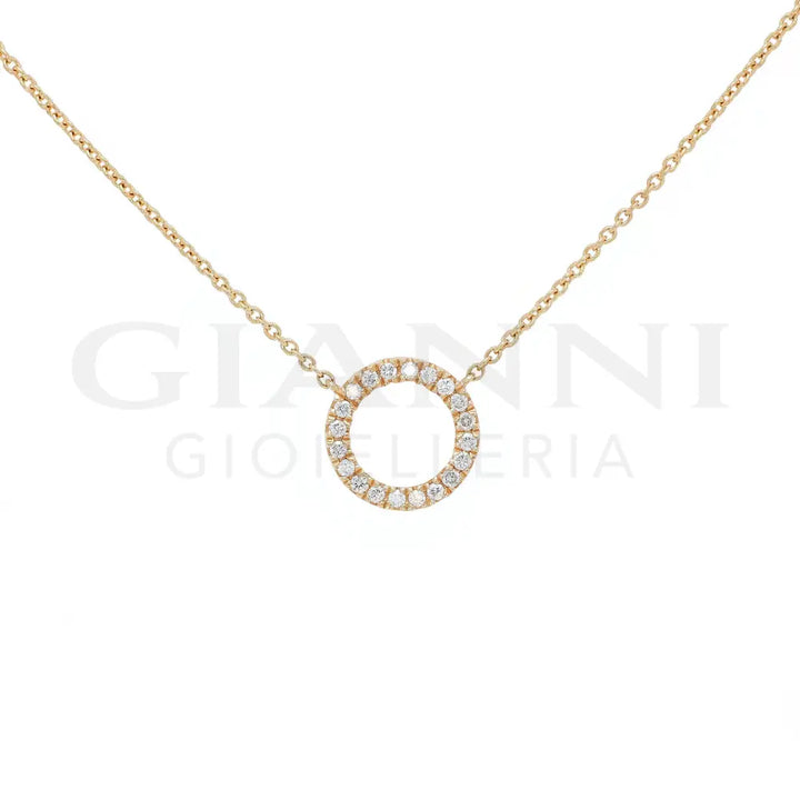 Girocollo Crivelli Cerchio in Oro Rosa con contorno di Diamanti Collane