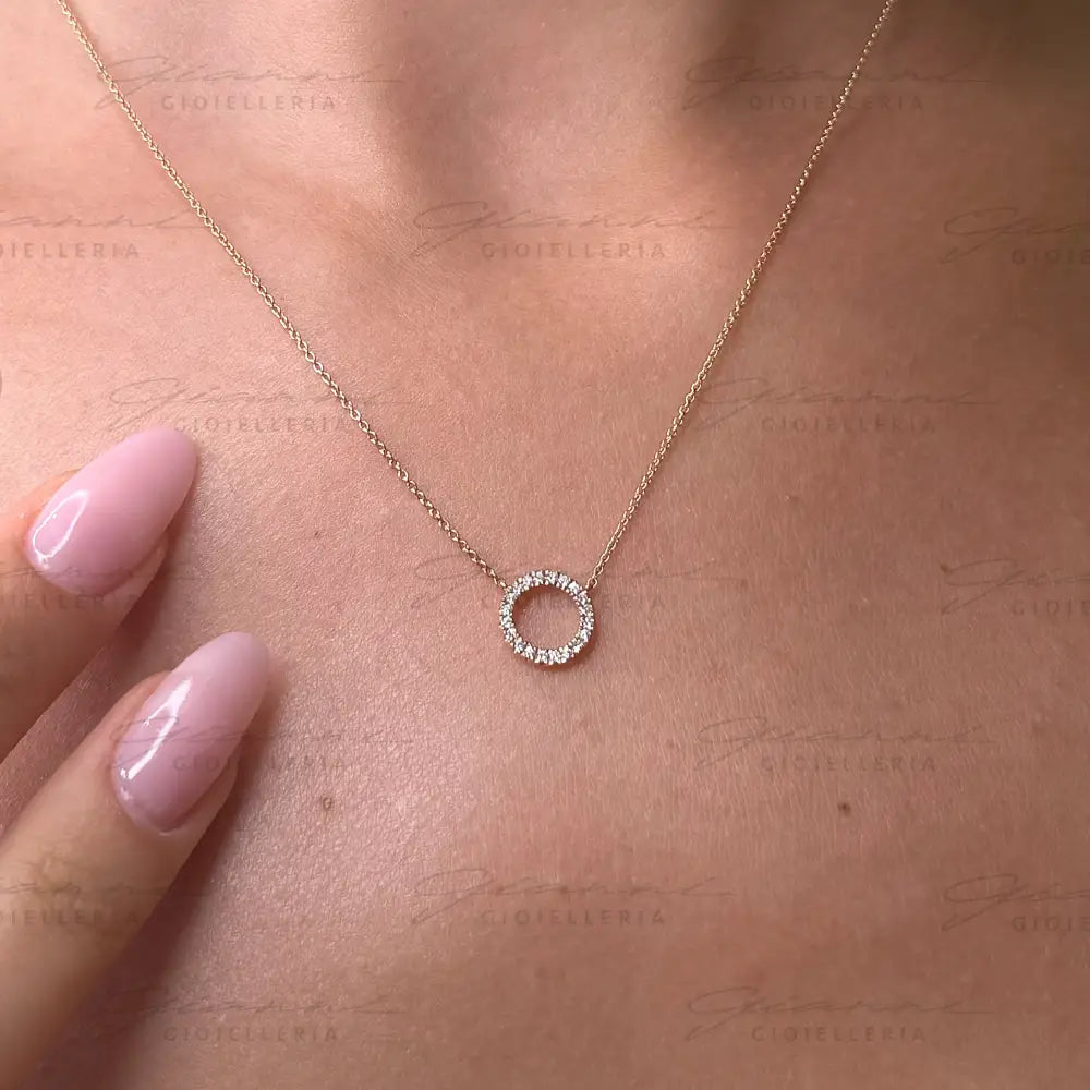 Girocollo Crivelli Cerchio in Oro Rosa con contorno di Diamanti Collane