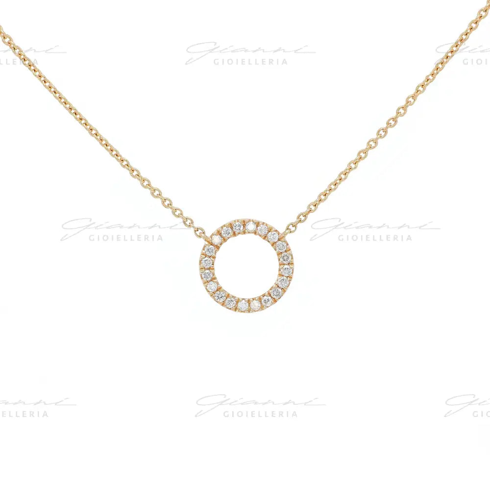 Girocollo Crivelli Cerchio in Oro Rosa con contorno di Diamanti Collane