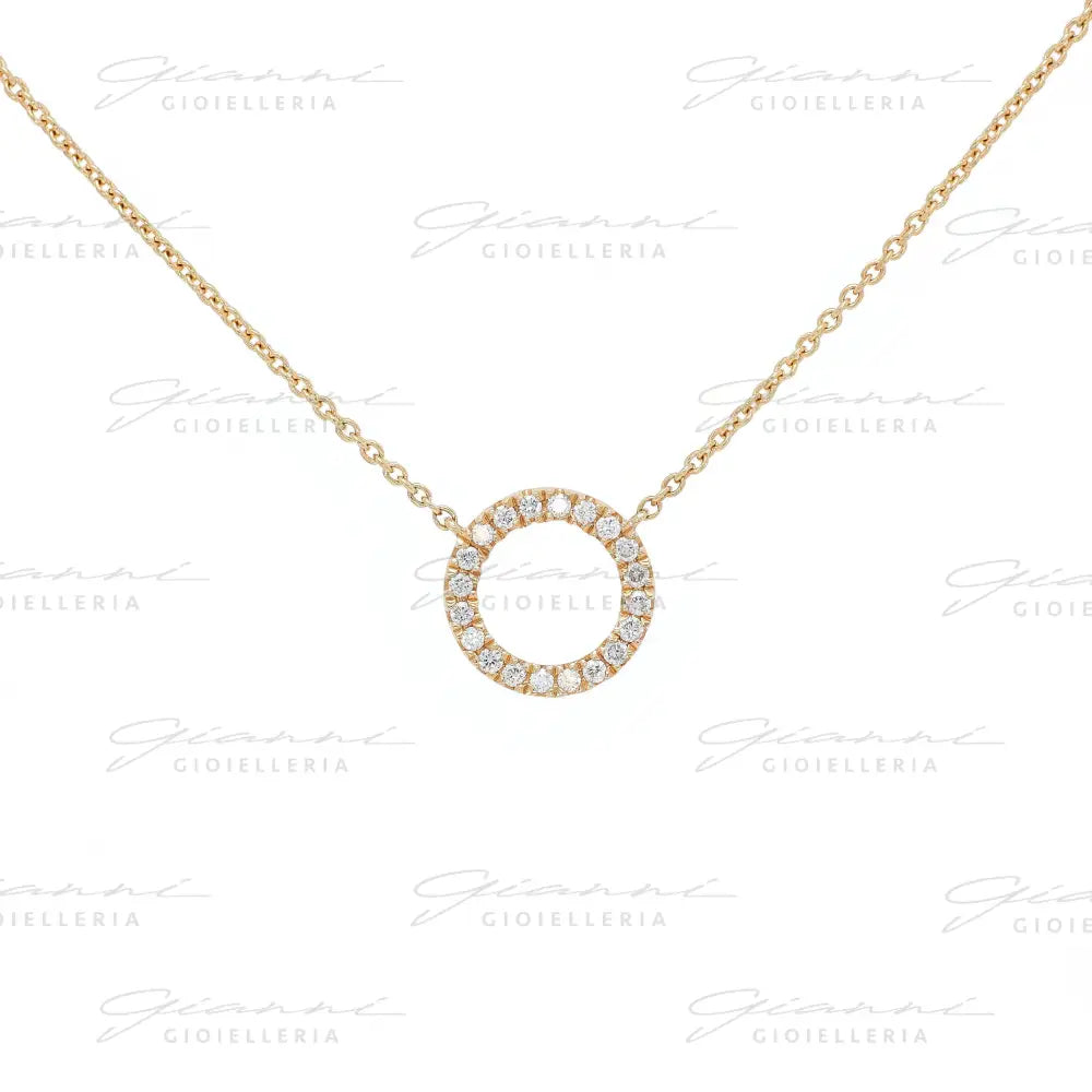 Girocollo Crivelli Cerchio in Oro Rosa con contorno di Diamanti Collane