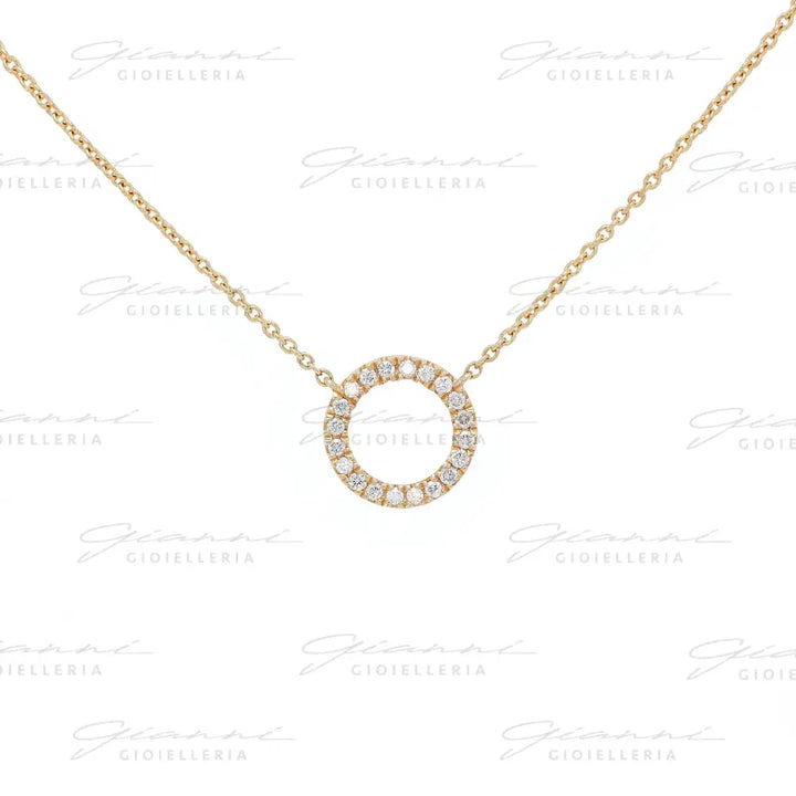 Girocollo Crivelli Cerchio in Oro Rosa con contorno di Diamanti Collane