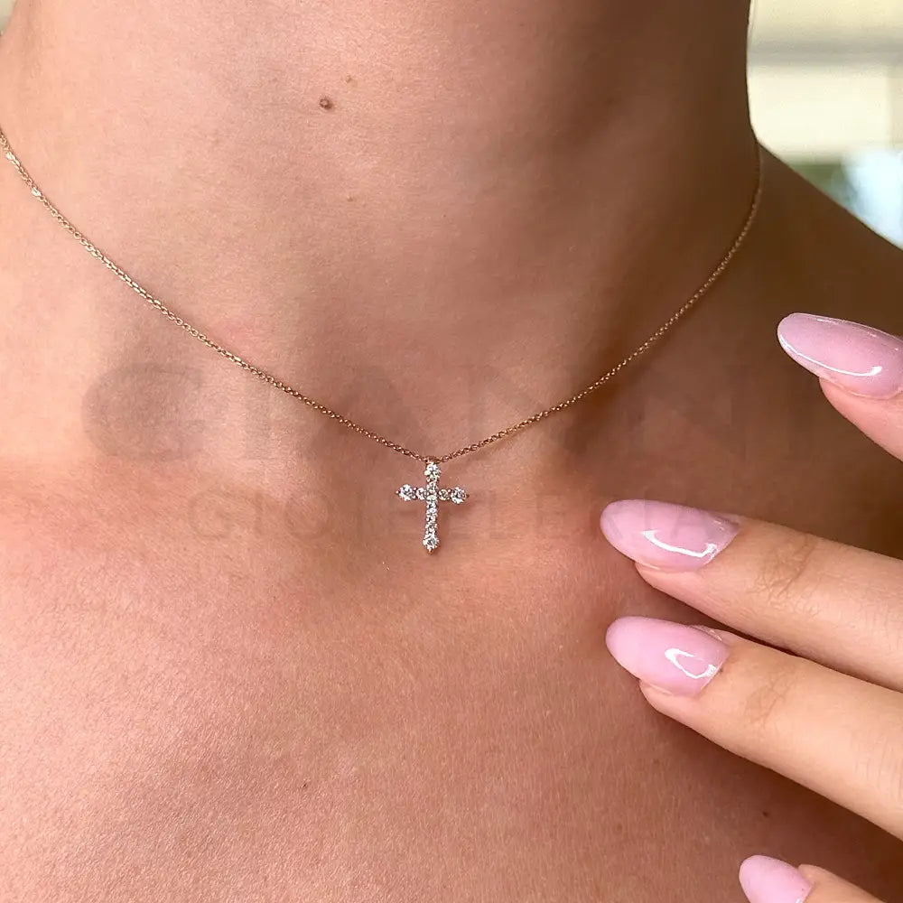 Girocollo Crivelli Croce con Diamanti in Oro Rosa Collane