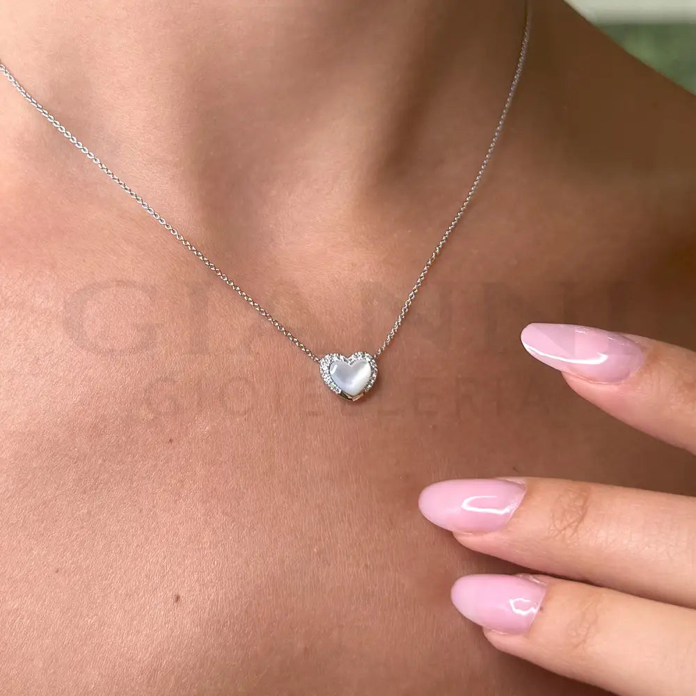 Girocollo Crivelli Cuore in Oro Bianco con Madreperla e Diamanti Collane