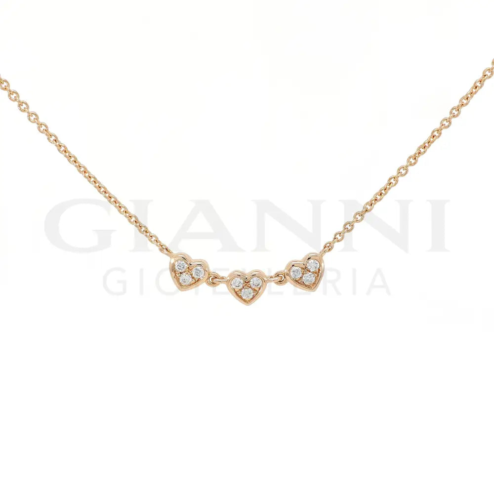 Girocollo Crivelli Cuoricini in Oro Rosa con Diamanti Collane