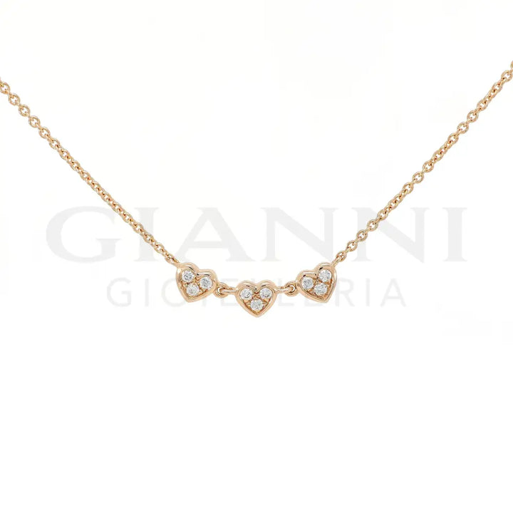 Girocollo Crivelli Cuoricini in Oro Rosa con Diamanti Collane