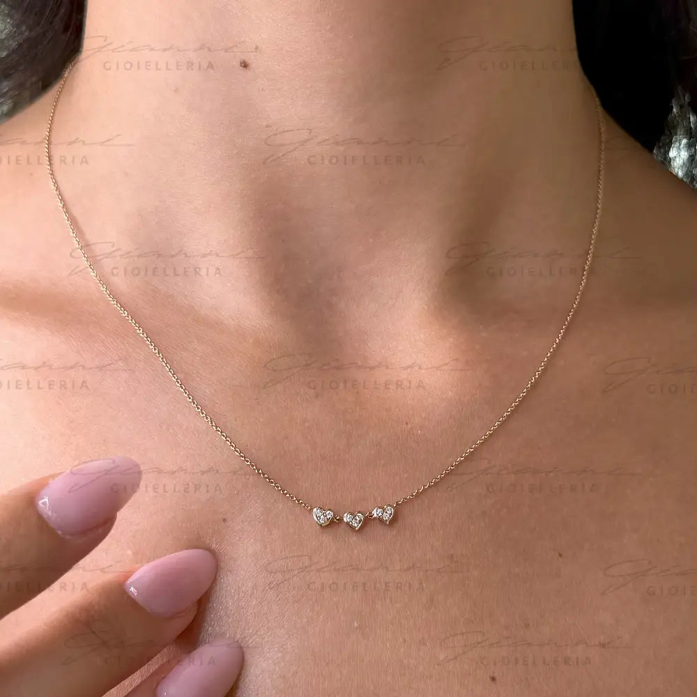 Girocollo Crivelli Cuoricini in Oro Rosa con Diamanti Collane