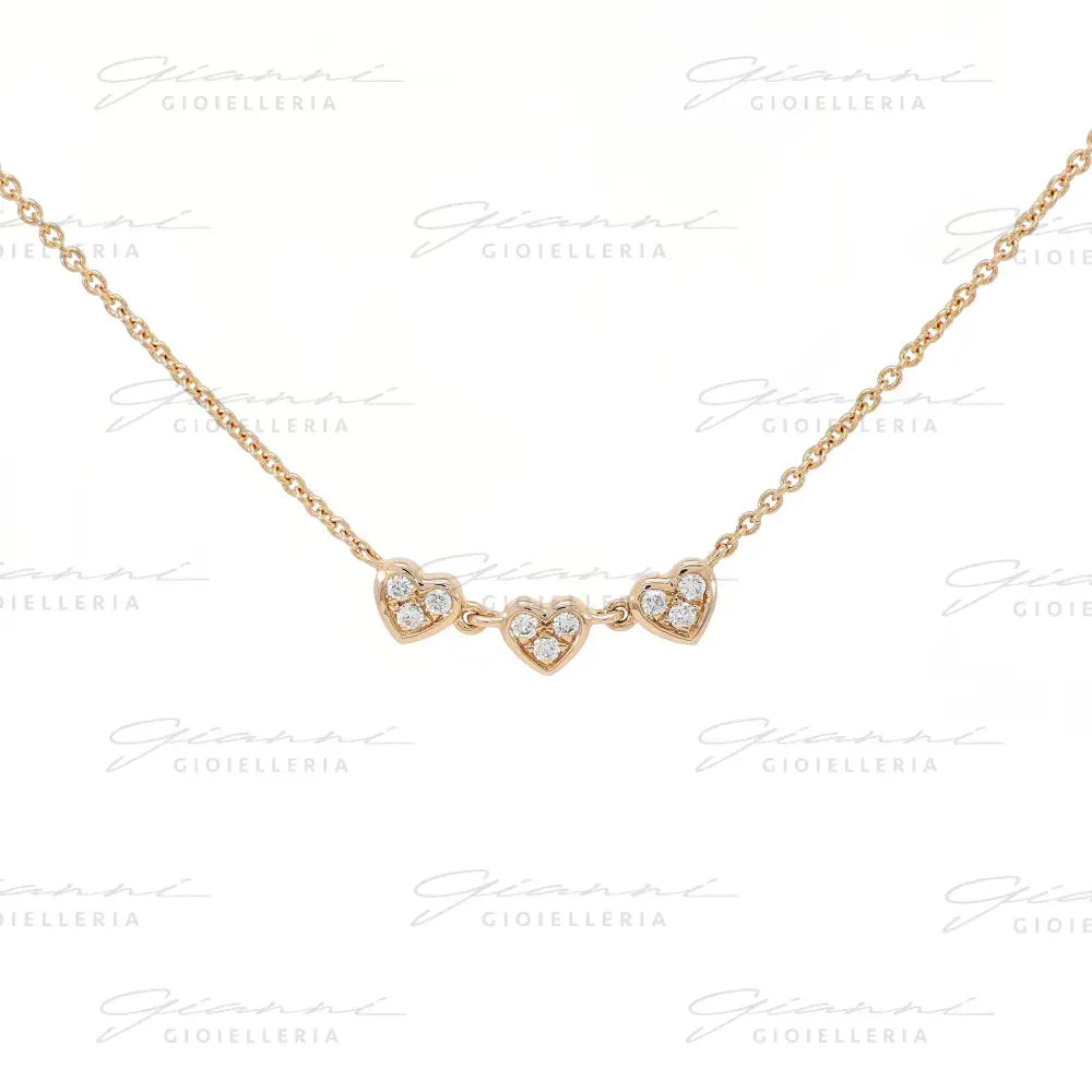 Girocollo Crivelli Cuoricini in Oro Rosa con Diamanti Collane