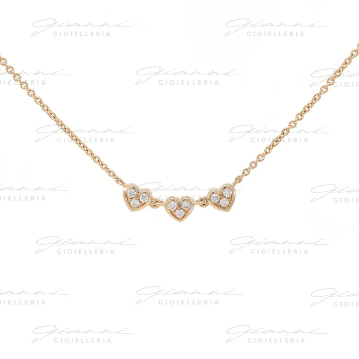 Girocollo Crivelli Cuoricini in Oro Rosa con Diamanti Collane