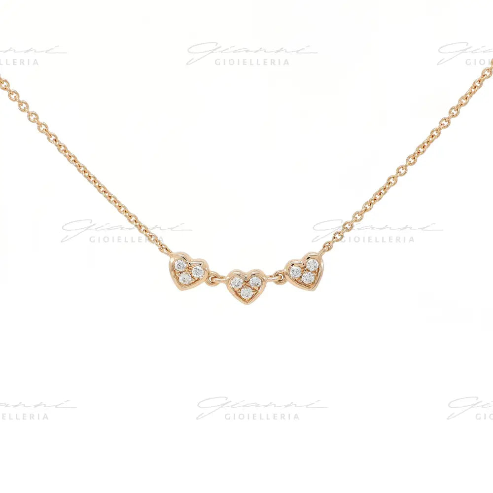 Girocollo Crivelli Cuoricini in Oro Rosa con Diamanti Collane