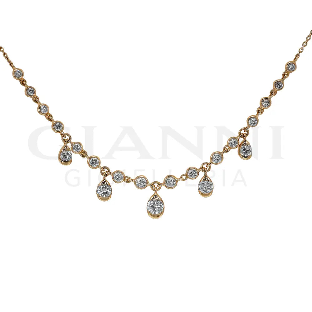 Girocollo Crivelli - Diamanti Pendenti e Punti Luce in Oro Rosa - Collane