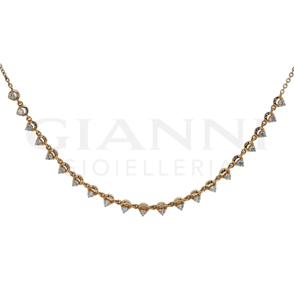 Girocollo Crivelli - Diamanti Pendenti in Oro Rosa - Collane