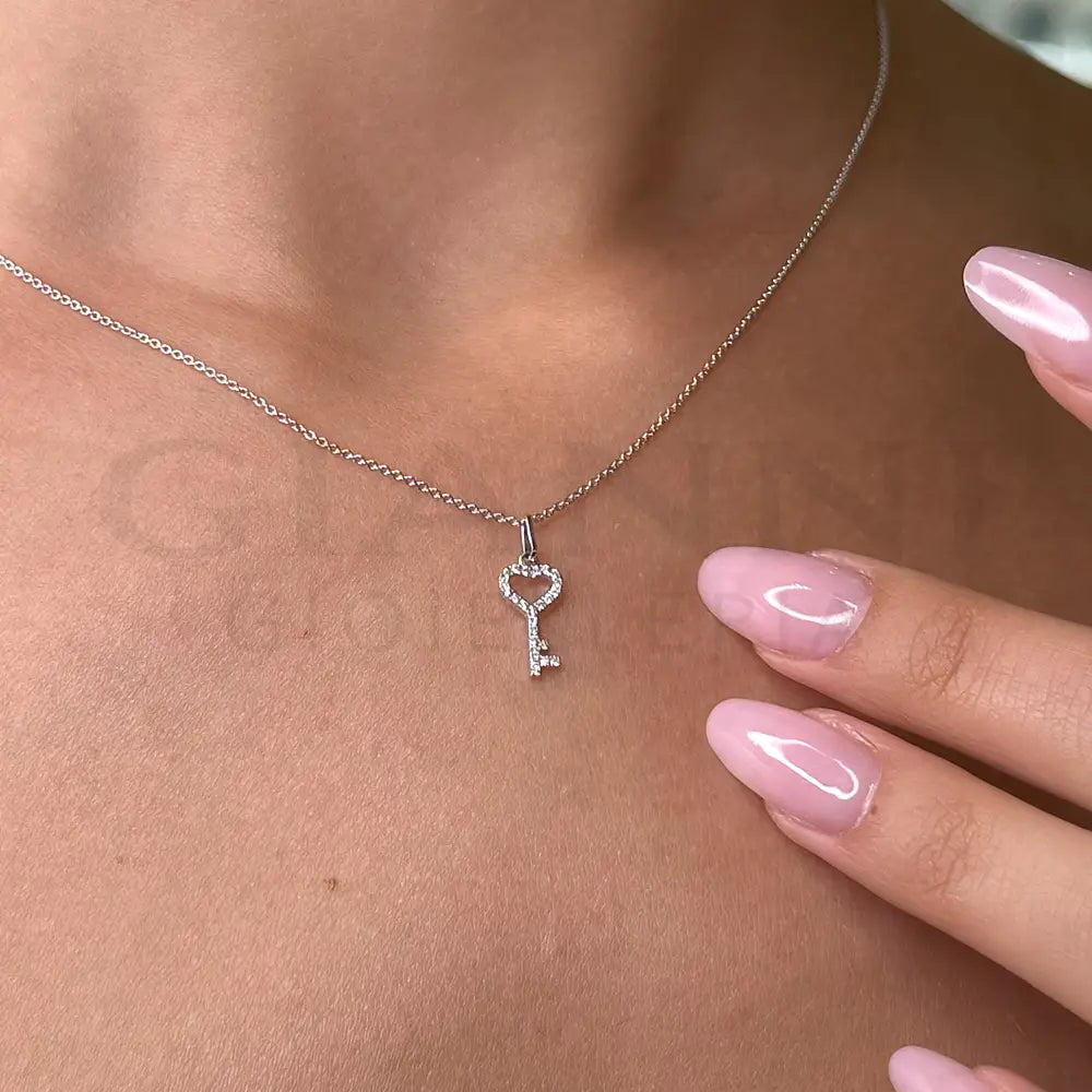 Girocollo Crivelli Fantasia Chiave in Oro Bianco con Diamanti Collane