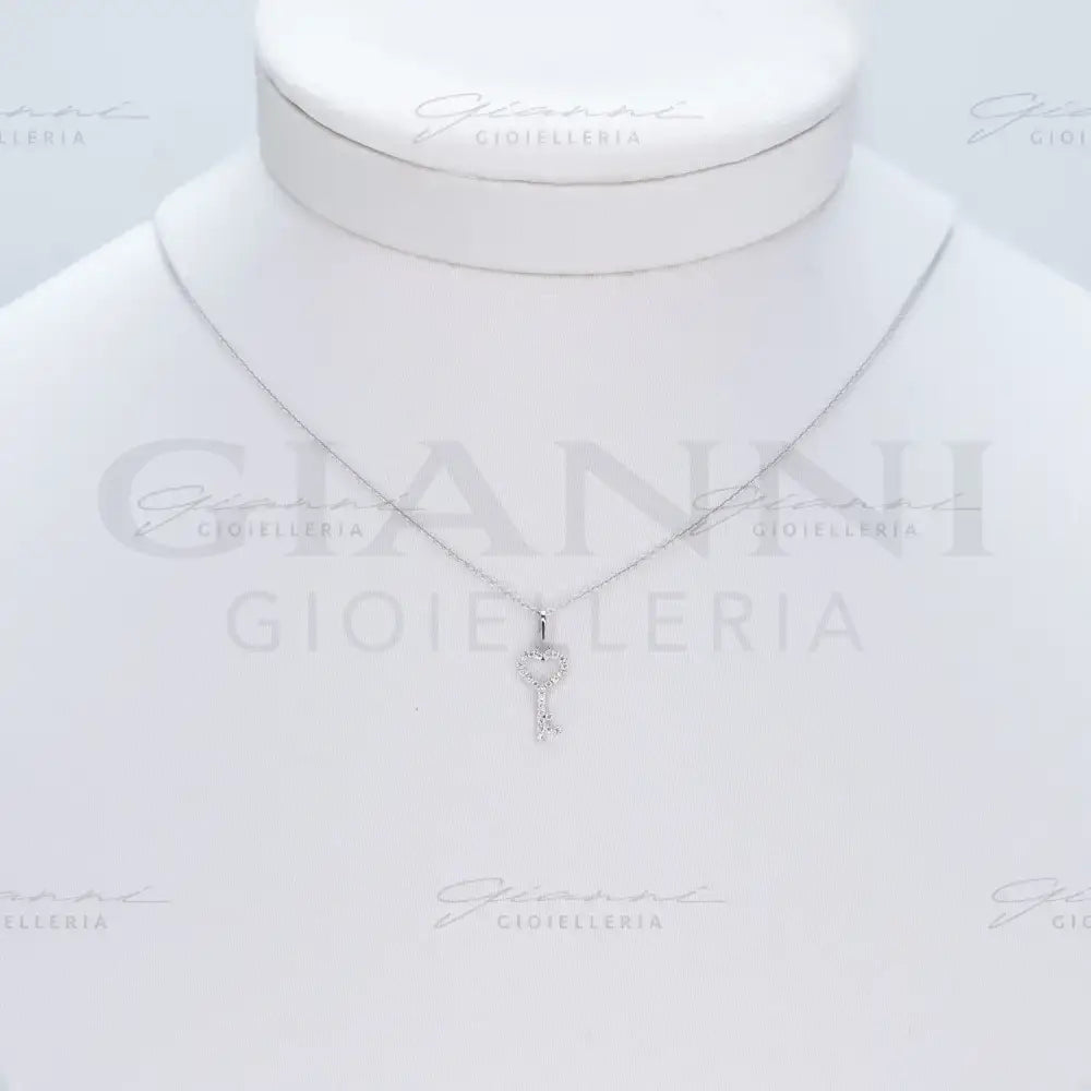 Girocollo Crivelli Fantasia Chiave in Oro Bianco con Diamanti Collane