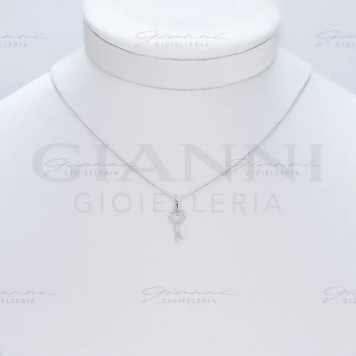 Girocollo Crivelli Fantasia Chiave in Oro Bianco con Diamanti Collane