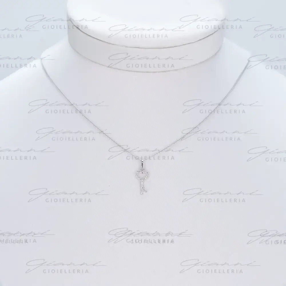 Girocollo Crivelli Fantasia Chiave in Oro Bianco con Diamanti Collane