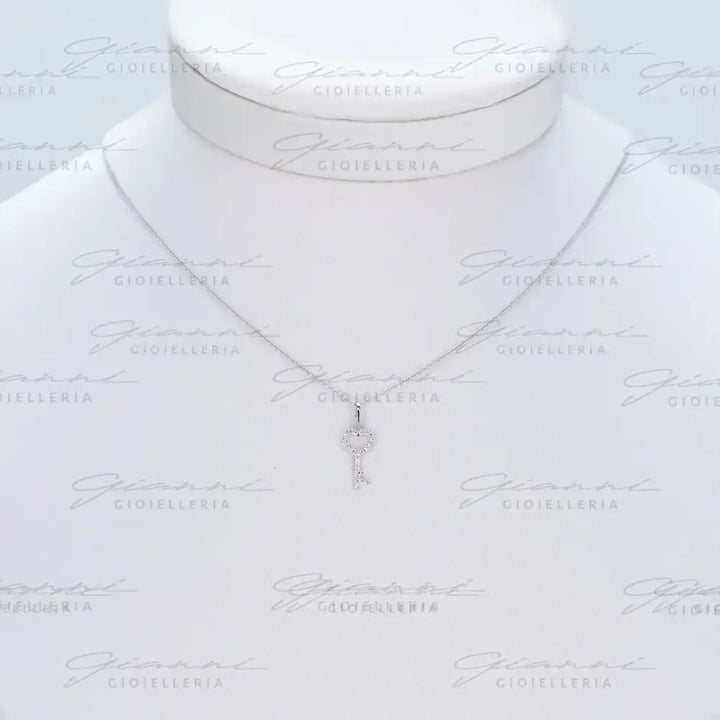 Girocollo Crivelli Fantasia Chiave in Oro Bianco con Diamanti Collane