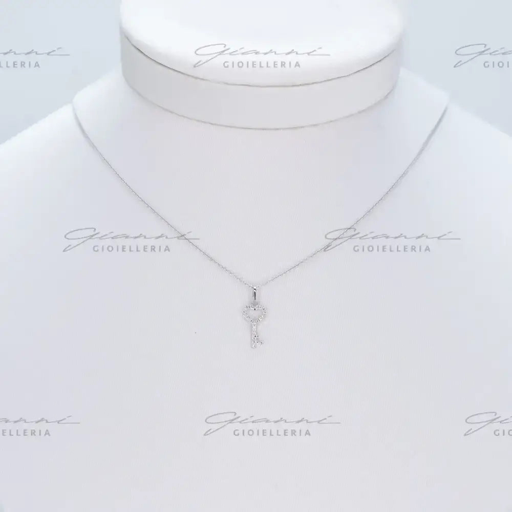 Girocollo Crivelli Fantasia Chiave in Oro Bianco con Diamanti Collane