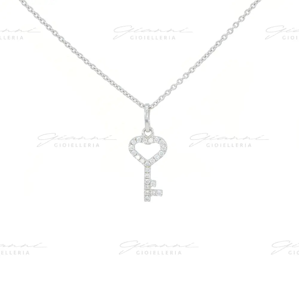 Girocollo Crivelli Fantasia Chiave in Oro Bianco con Diamanti Collane