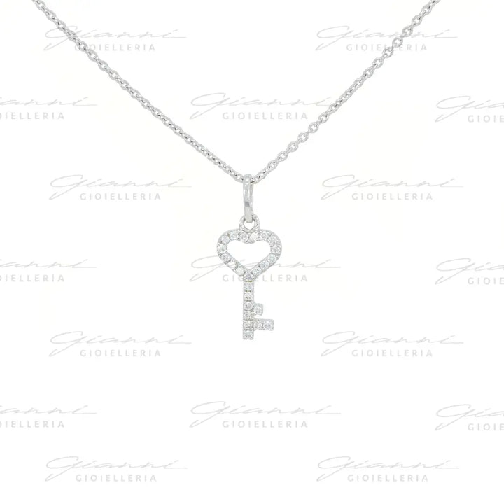 Girocollo Crivelli Fantasia Chiave in Oro Bianco con Diamanti Collane