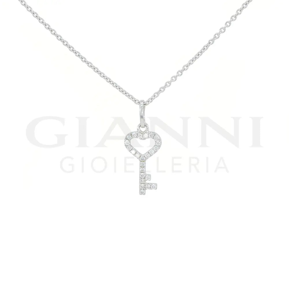 Girocollo Crivelli Fantasia Chiave in Oro Bianco con Diamanti Collane