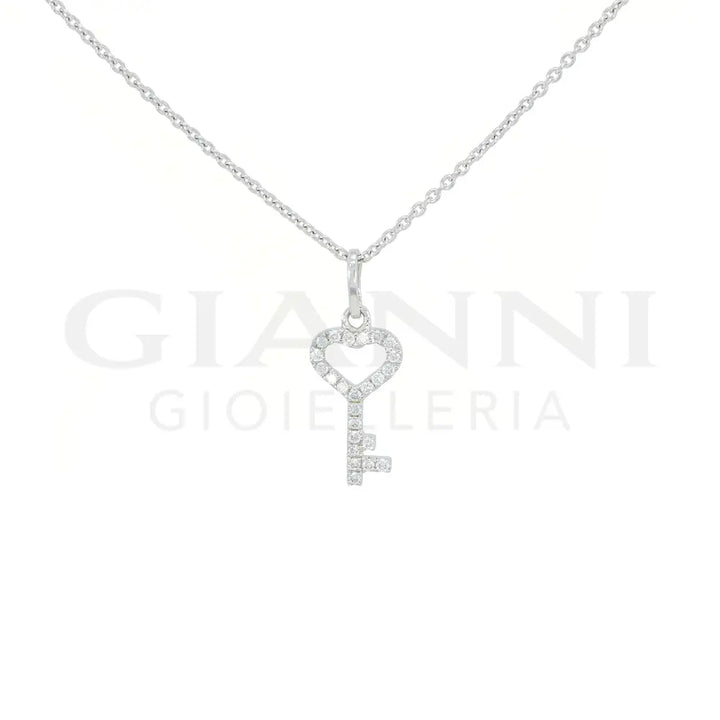 Girocollo Crivelli Fantasia Chiave in Oro Bianco con Diamanti Collane