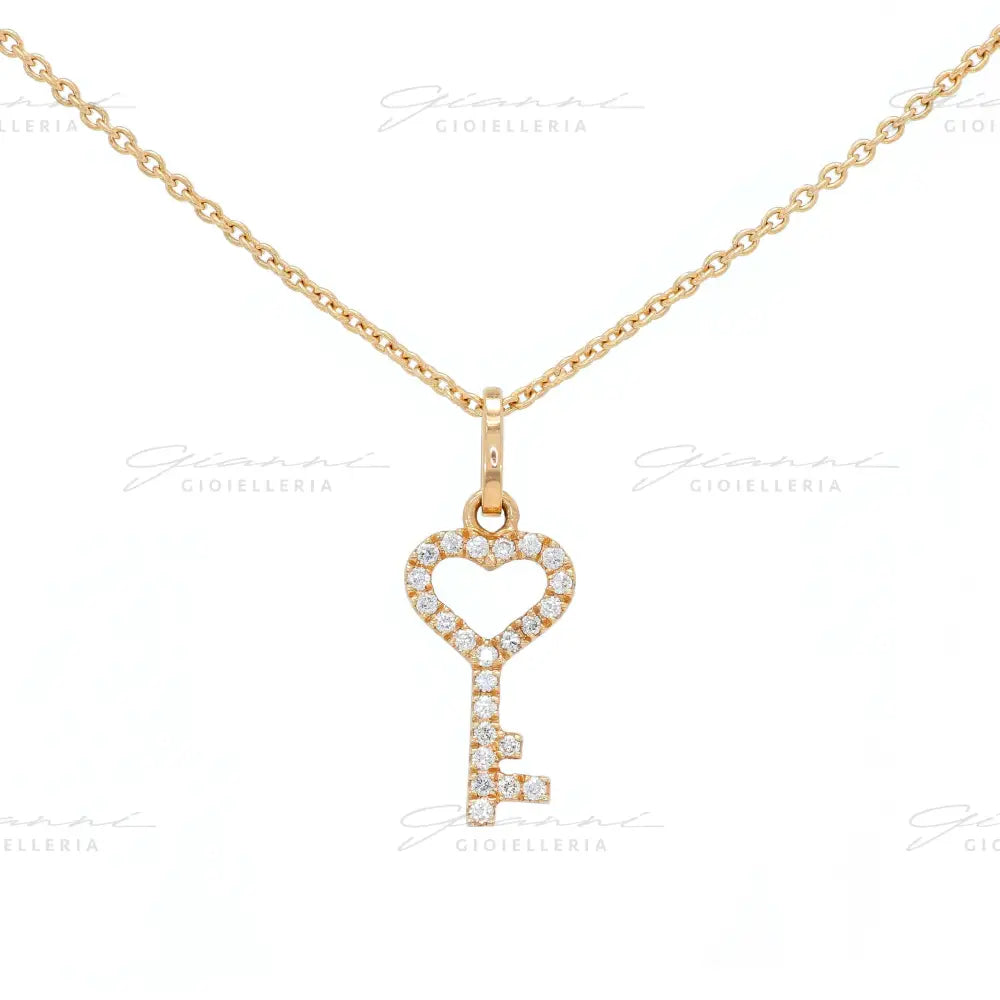 Girocollo Crivelli Fantasia Chiave in Oro Rosa con Diamanti Collane