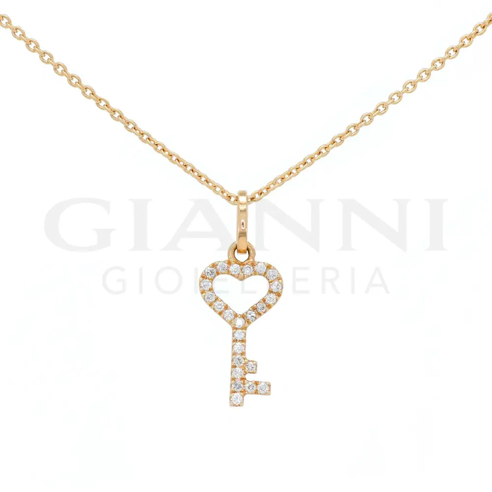 Girocollo Crivelli Fantasia Chiave in Oro Rosa con Diamanti Collane