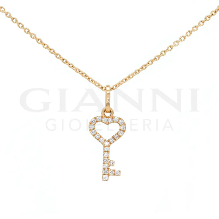 Girocollo Crivelli Fantasia Chiave in Oro Rosa con Diamanti Collane