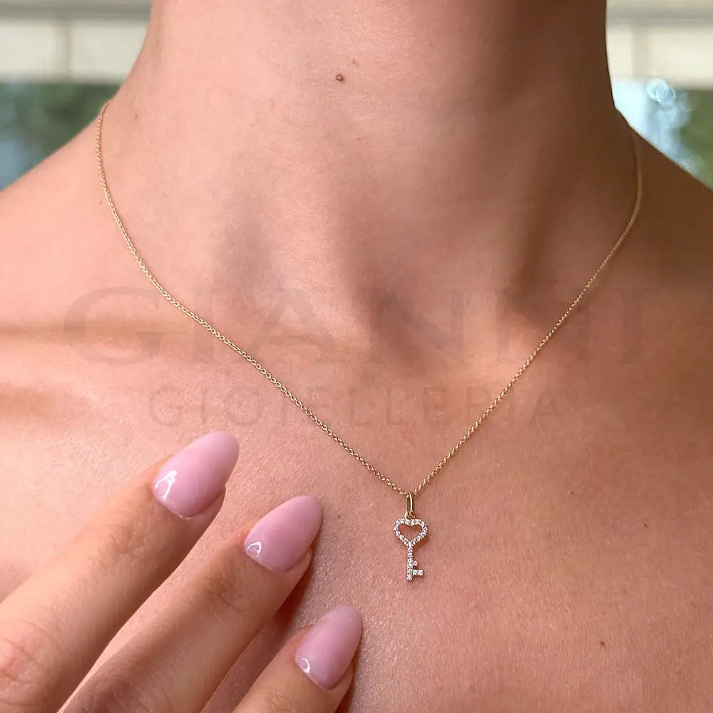 Girocollo Crivelli Fantasia Chiave in Oro Rosa con Diamanti Collane