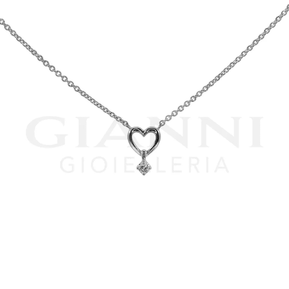 Girocollo Crivelli - Fantasia Cuore con Diamante Pendente in Oro Bianco - Collane