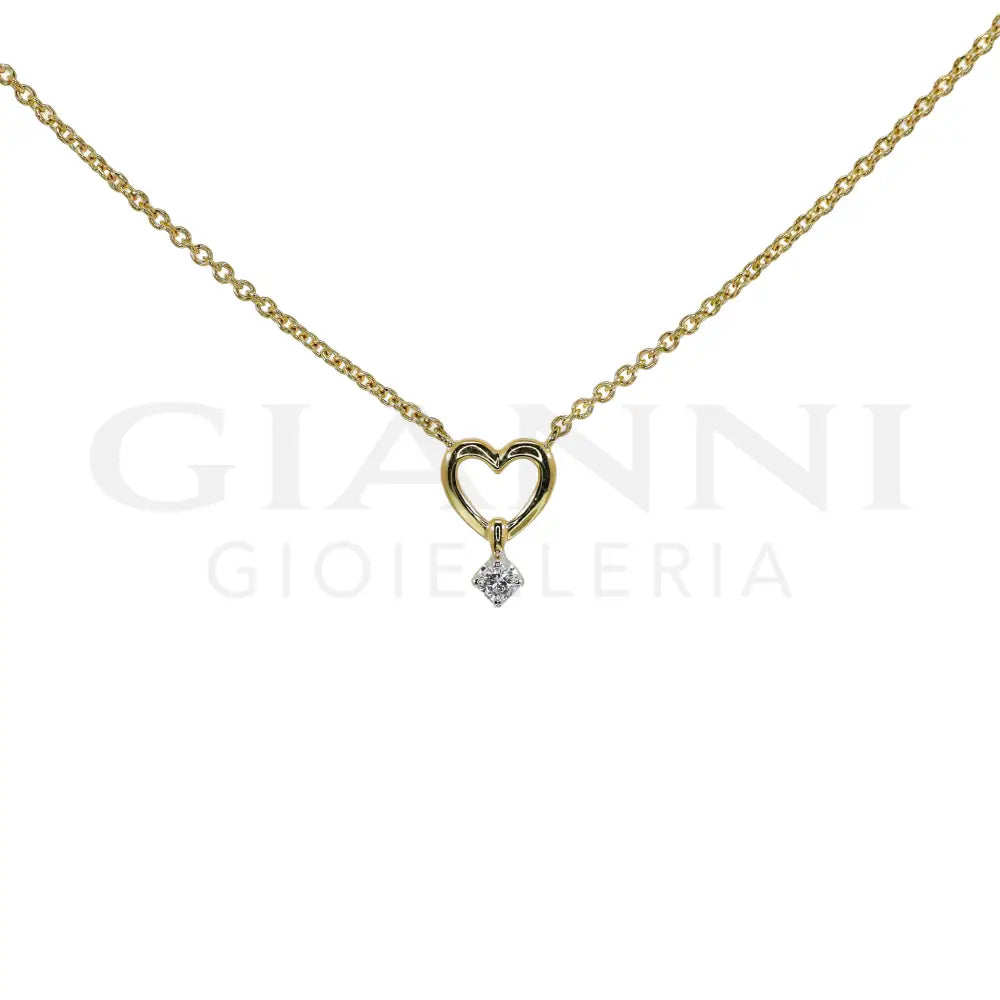 Girocollo Crivelli - Fantasia Cuore con Diamante Pendente in Oro Giallo - Collane