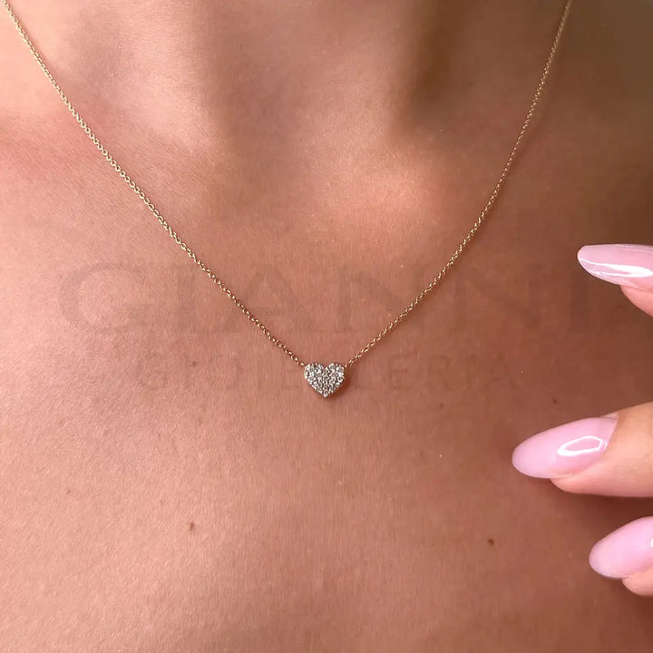 Girocollo Crivelli Fantasia Cuore con Pavé di Diamanti in Oro Rosa Collane