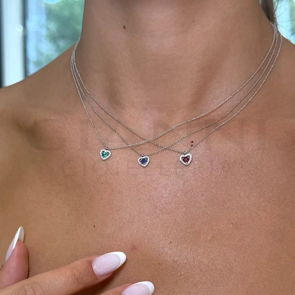Girocollo Crivelli Fantasia Cuore con Zaffiro centrale e Diamanti in Oro Bianco Collane