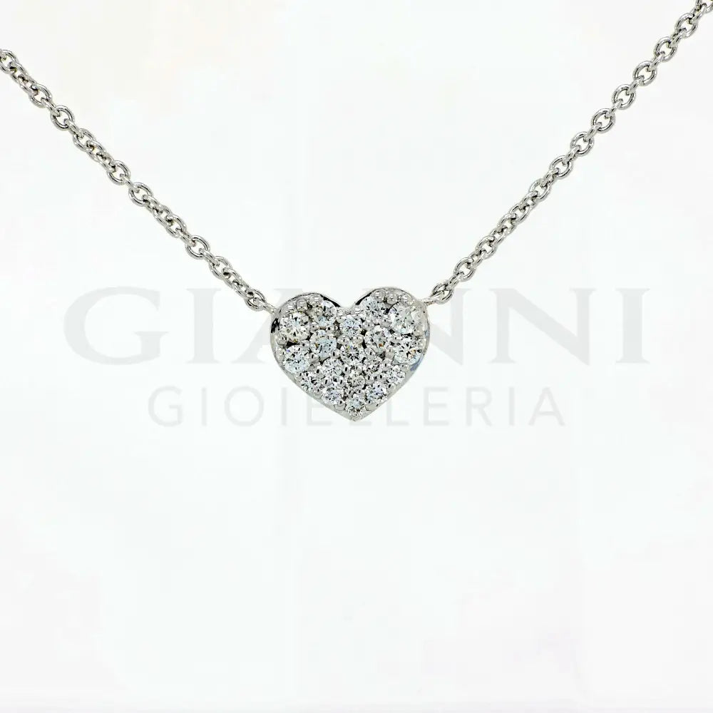 Girocollo Crivelli - Fantasia Cuore in Oro Bianco con Pavè di Diamanti Collane