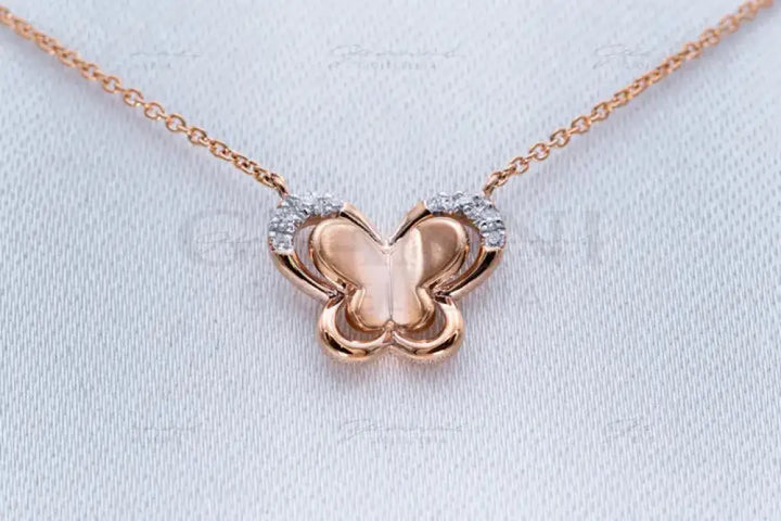 Girocollo Crivelli Fantasia Farfalla in Oro Rosa con Diamanti Collane