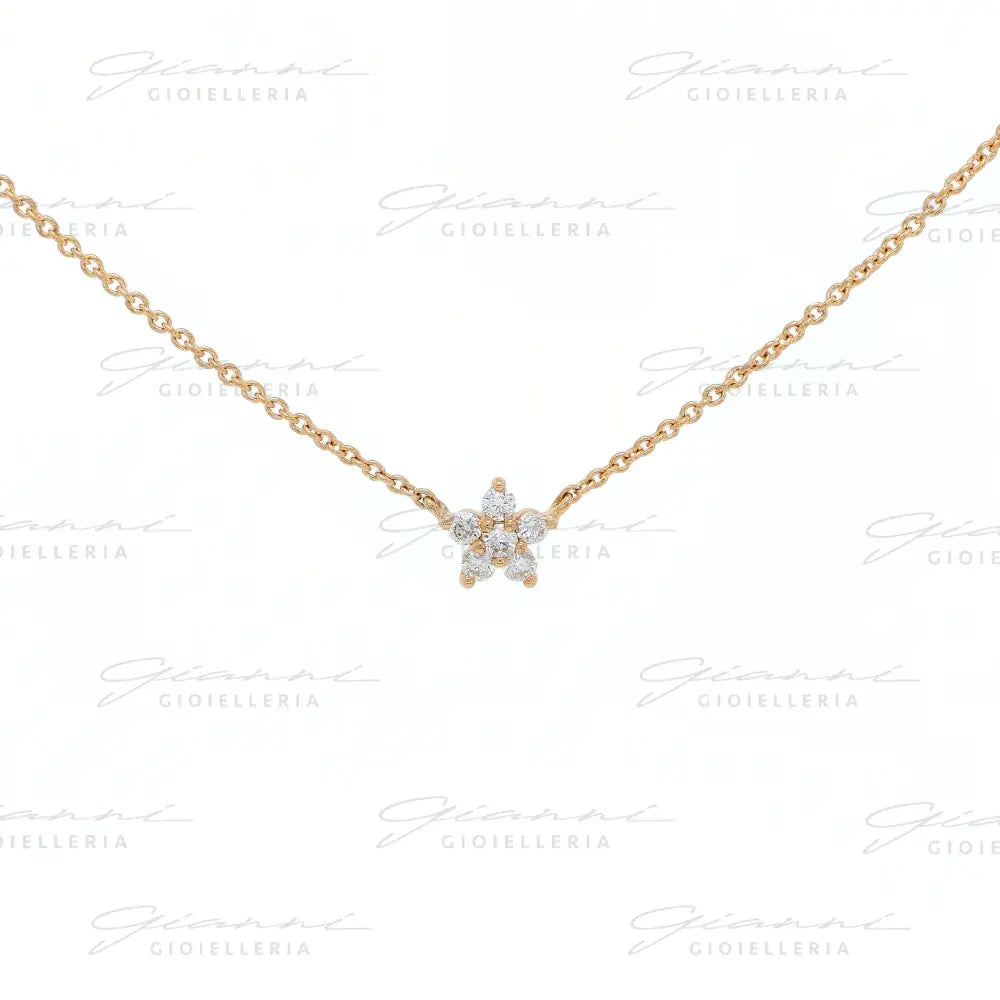 Girocollo Crivelli Fantasia Fiore con Diamanti in Oro Rosa Collane