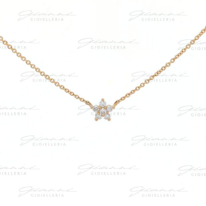 Girocollo Crivelli Fantasia Fiore con Diamanti in Oro Rosa Collane