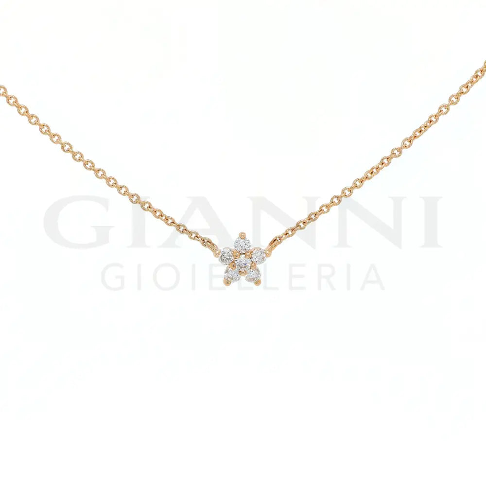 Girocollo Crivelli Fantasia Fiore con Diamanti in Oro Rosa Collane