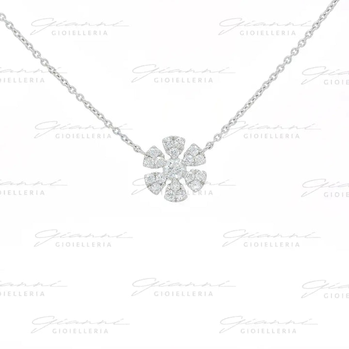 Girocollo Crivelli Fantasia Fiore in Oro Bianco con Diamanti Collane