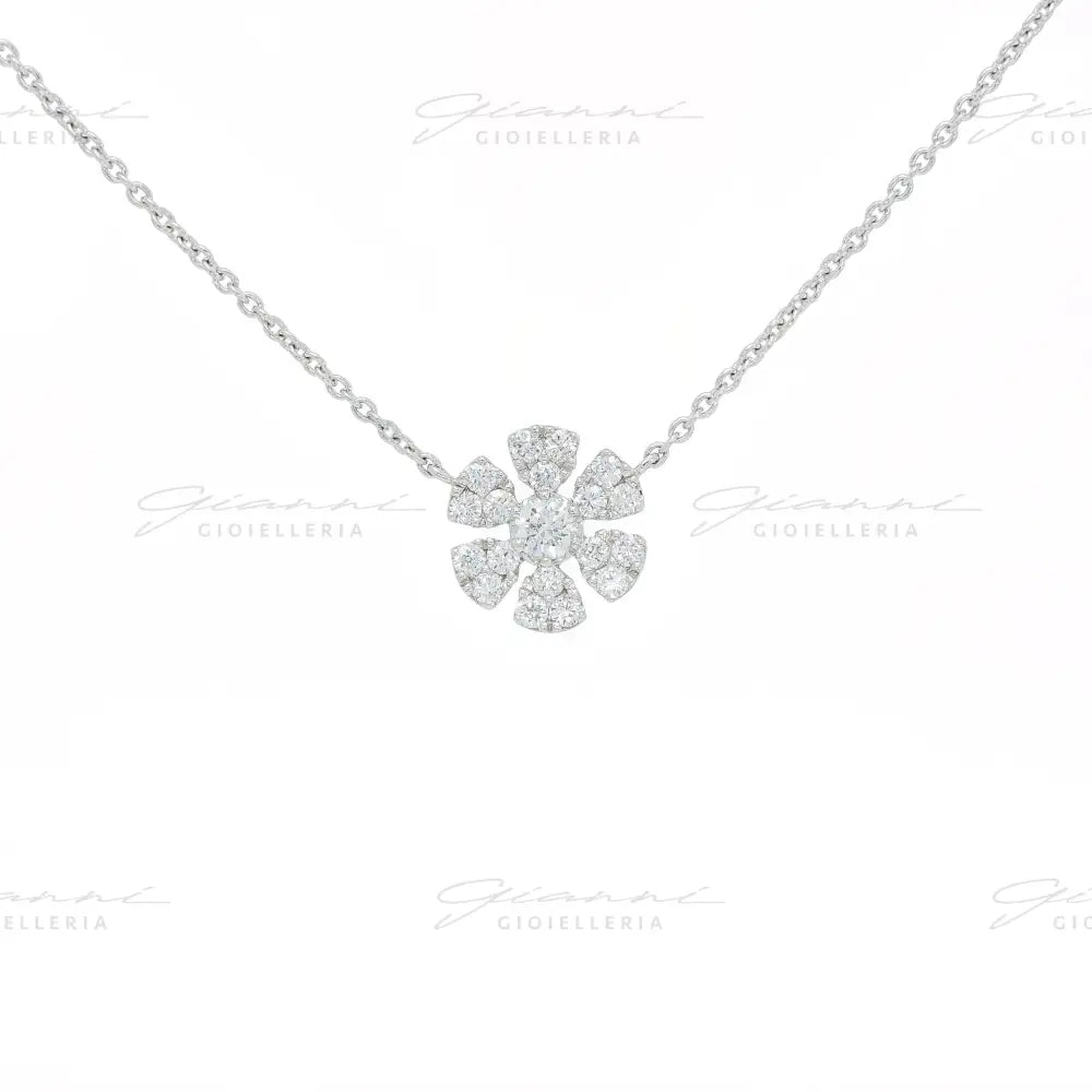 Girocollo Crivelli Fantasia Fiore in Oro Bianco con Diamanti Collane