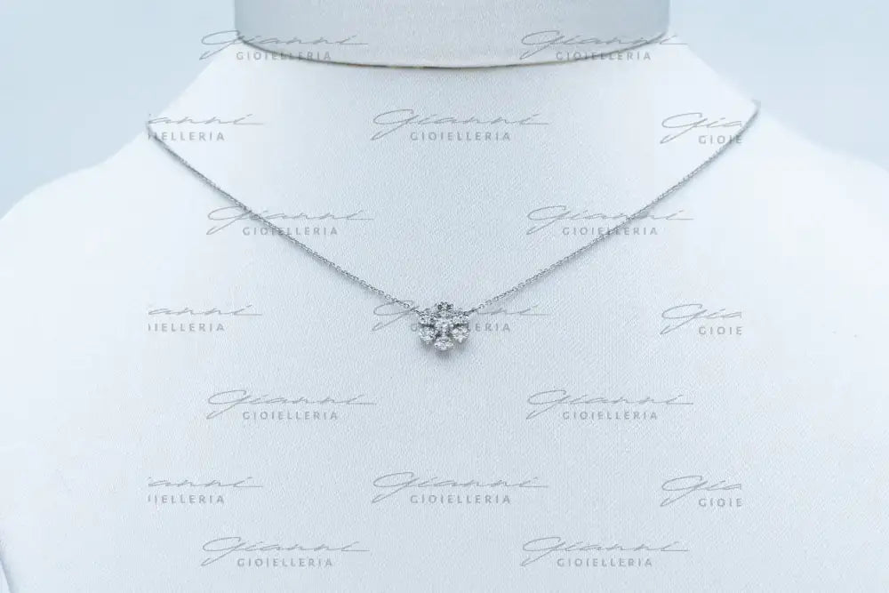 Girocollo Crivelli - Fantasia Fiore in Oro Bianco con Diamanti Collane