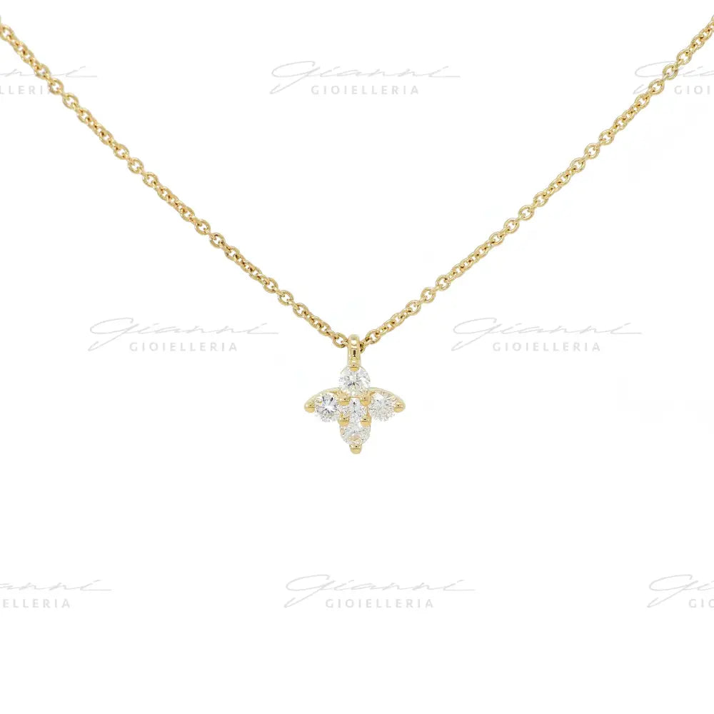 Girocollo Crivelli Fantasia Fiore in Oro Giallo con Diamanti Collane